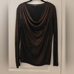 Jones New York Signature Black / Gold Blouse Size Large